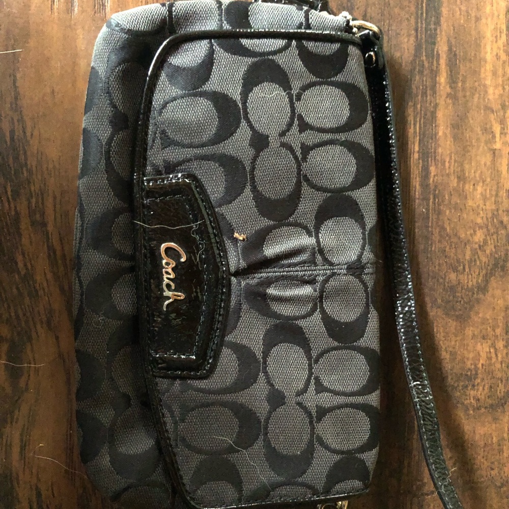 Black & Grey Coach Wristlet
